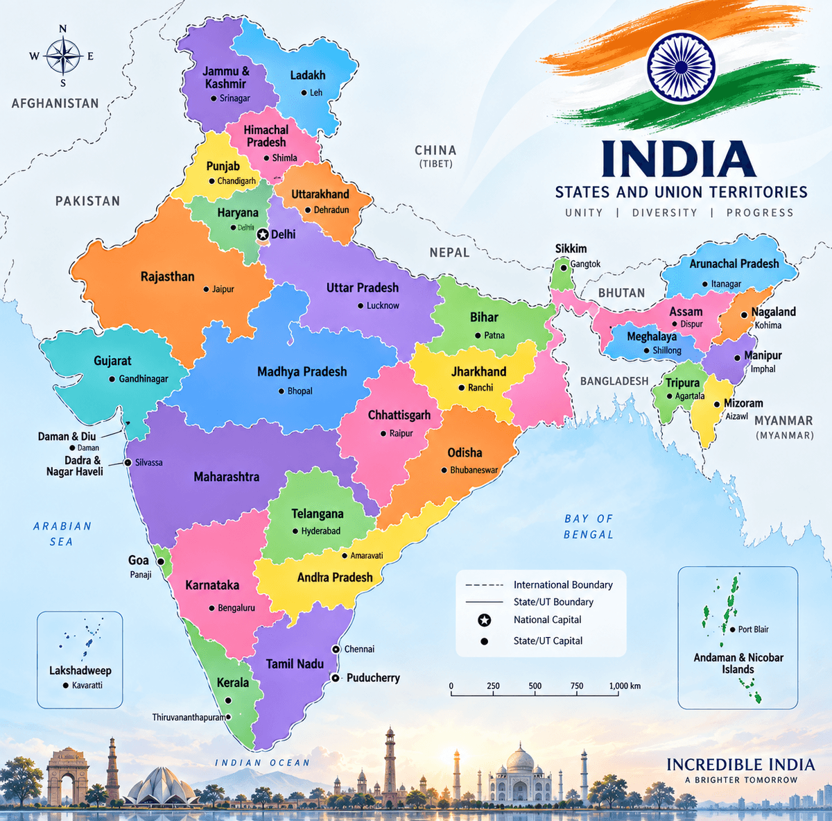 Map of India showing all states and police stations